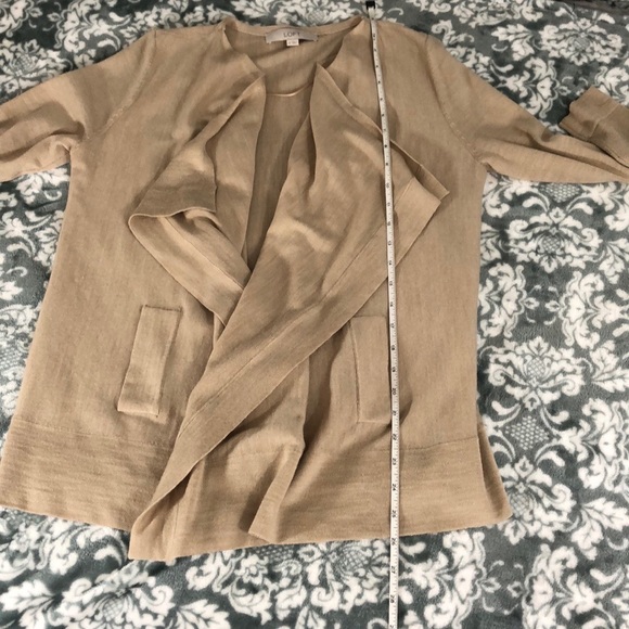 LOFT Open Front Lightweight Oatmeal Cardigan Sz M - Picture 11 of 11
